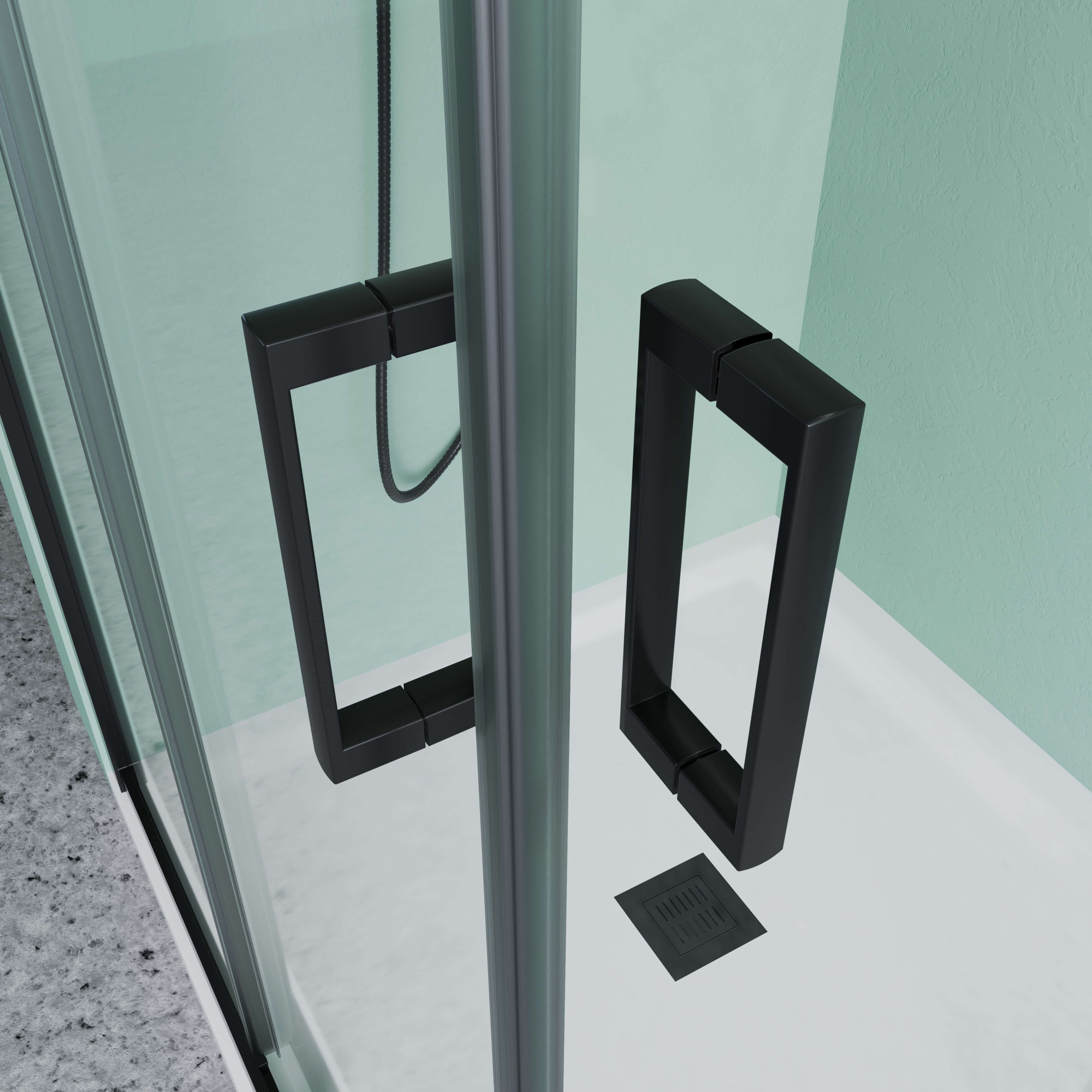 Душевой уголок 100х100 см черный профиль прозрачное стекло 6 мм